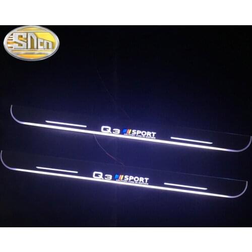 SNCN 4PCS Car LED Door Sill For Audi Q3 8U 2011 - 2018 2019 Ultra-thin Acrylic Dynamic LED Welcome Light Scuff Plate Pedal