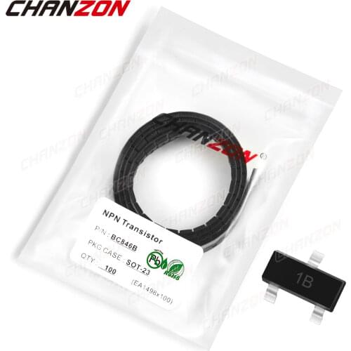 100Pcs BC846B BC846 SOT-23 SMD NPN Transistor Bipolar Junction BJT Triode Tube Fets 0.1A 80V Mark 1B Single Integrated Circuits