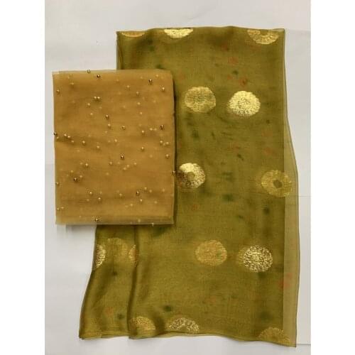 Top quality silk lace fabric soft satin lace For dress new arrival african silk fabric nigerian chiffon lace 5+2yards L72801