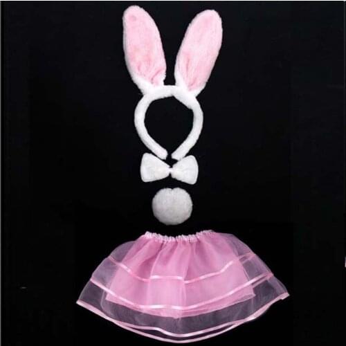 Kids Girls Party Bunny Cosplay Animal Rabbit Ears Pink White Party wedding birthday Halloween Christmas Xmas