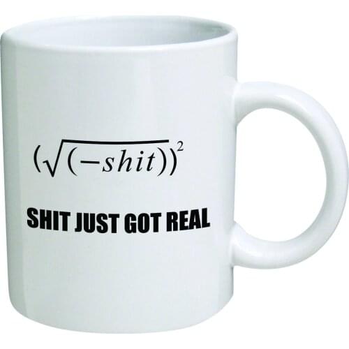 Funny Mug Shit Just Got Real Math Equation 11 OZ Coffee Mugs