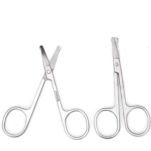 1Pc Eyebrow Scissor Safety Nose Hair Scissors Stainless Round Scissors Trimming Tweezers Small Clipper Eyebrow Nose Hair Cut