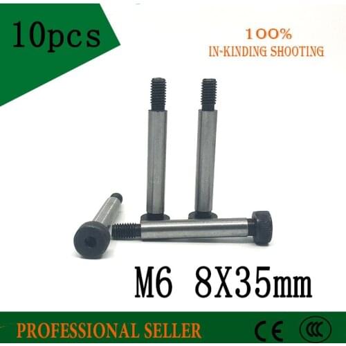 10 Pieces M6 Threaded 8 x 35mm 12.9 Grade Alloy Steel Hexagon Socket Head Shoulder Screw Bolt