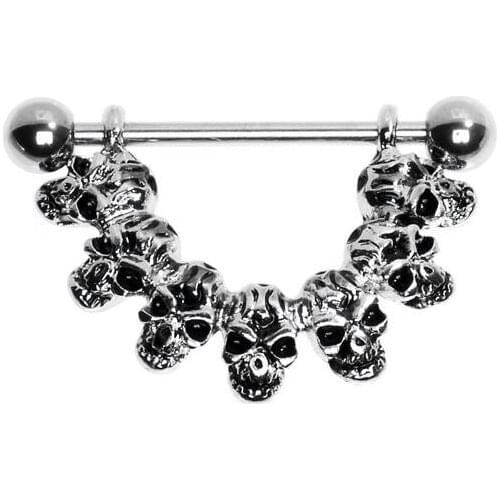 2Pcs New Cool Skull Shape Alloy Plated Soft Bar Body Nipple Rings Jewelry Women, Bar Barbell Piercing Nipple Pircing ombligo