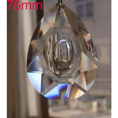 240pcs/lot 76mm Transparent Longan Shape Crystal Chandelier Pendant Suncatcher Crystal Parts For DIY & Home Decorate