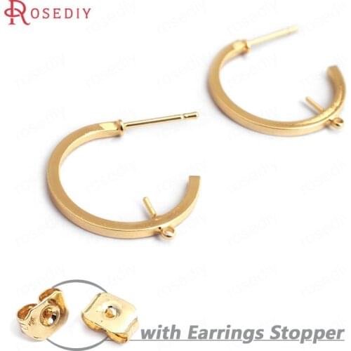 34990)10PCS Diameter 20MM 24K Gold Color Brass Square Shape Wire Earrings Loop High Quality Diy Accessories Jewelry Findings