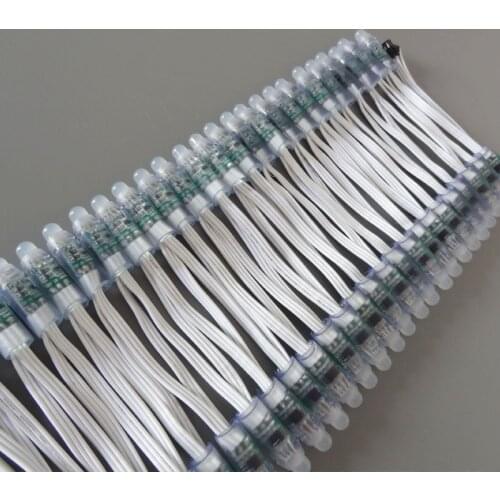 DC5V 12mm through hole WS2811 led smart pixel node,with all WHITE wire(20AWG),IP68 rated;addressable;50pcs per strand