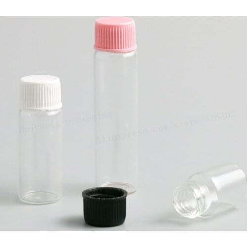 500 x Mini 2ml 4ml 6ml Transparent Empty Mini Glass Bottle With Screw Plastic Lids For Essential Oil use Sample Glass Vials