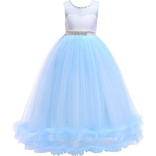 6354 Diamond Sashes Maxi Princess Costume Sleeveless Baby Girl Dress Summer Wedding Party Kids Dress For Girls baby girl clothes