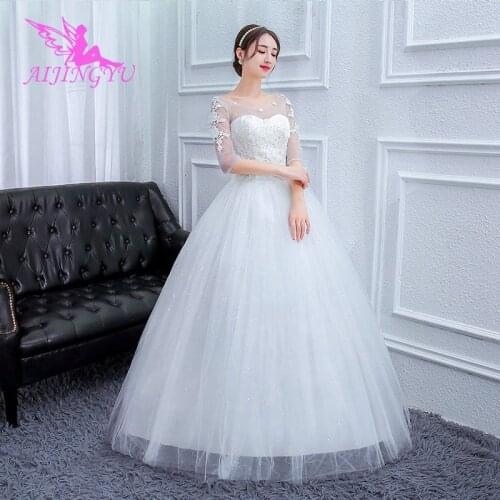 AIJINGYU 2021 2020 bridal Customized new hot selling cheap ball gown lace up back formal bride dresses wedding dress FU285