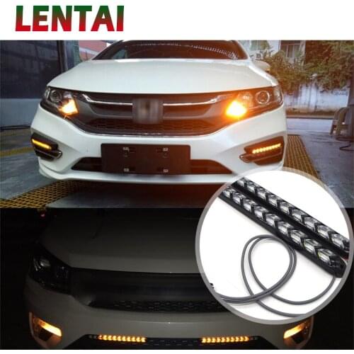 LENTAI For Hyundai solaris i30 tucson 2017 Alfa Romeo 159 147 Chery 1Set Car LED DRL fog Light Turn Signals with Yellow Steering