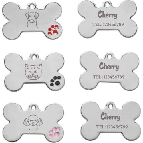 Bone Shape Custom Dog Tags Pets Supplies Anti-lost Dog Cat ID Tag Zinc Alloy Personalized Dog Tag Personalized Puppy Accessories