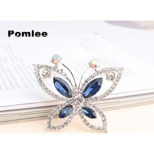 Pomlee Rhinestone Large Butterfly Brooches for Women Elegant Colorful Insect Pins Vintage Fashion Beautiful Pins Good Gift