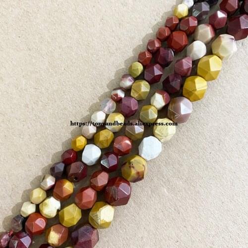 15" Natural Stone Big Cuts Faceted Mookite Jasper Round Loose Beads 6 8 10 mm Pick Size