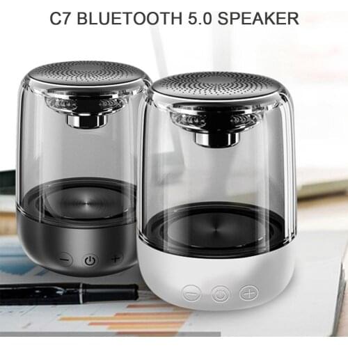 C7 Portable Bluetooth 5.0 Speaker Transparent LED Luminous Subwoofer TWS 6D Surround HIFI Stereo Cool Audio For Mobile Phone