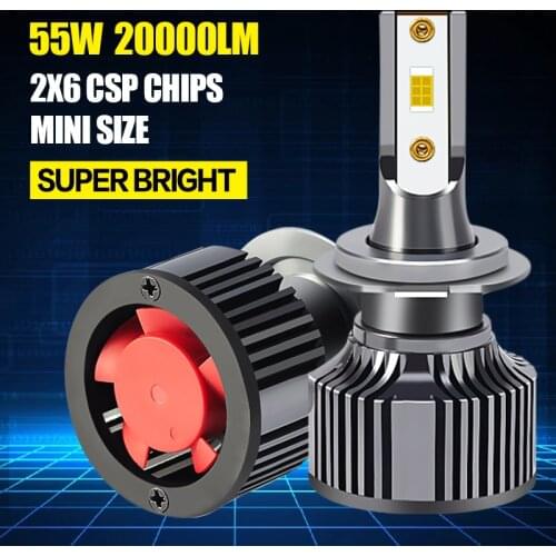 Carshark H7 Led Headlight Turbo 20000Lm H1 H4 Bulbs High Low Beam Hb3 Hb4 Lamps 4300K 6000K 8000K H8 H9 H11 9005 9006 Fog Lights