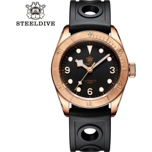 STEELDIVE SD1958S Classic Retro Bronze Watch NH35 Automatic Movement BGW9 Blue Luminous 200M Waterproof Mens Diving Wristwatch