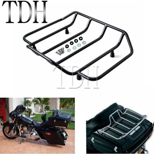 Black Motorcycle Tour Pak Carrier Top Luggage Rack Rear mounting Kit Case For Harley Touring Road King Street Glide