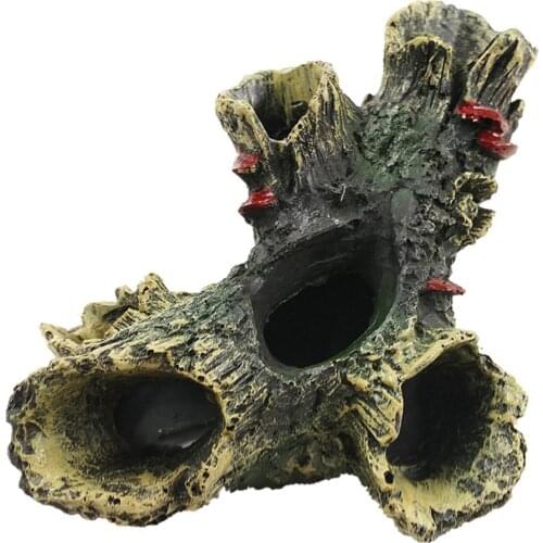 Ecological Resin Mountain Fish Play Tree House Aquarium Decoration Hole Cave Decor For Fish Tank Ornament Decoration Landscaping