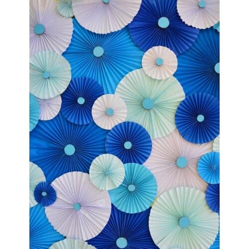 Blue Paper Flowers Photography Backdrops Children Kids Baby Shower Portrait Photography Vinyl Cloth Computer Printed for Studio