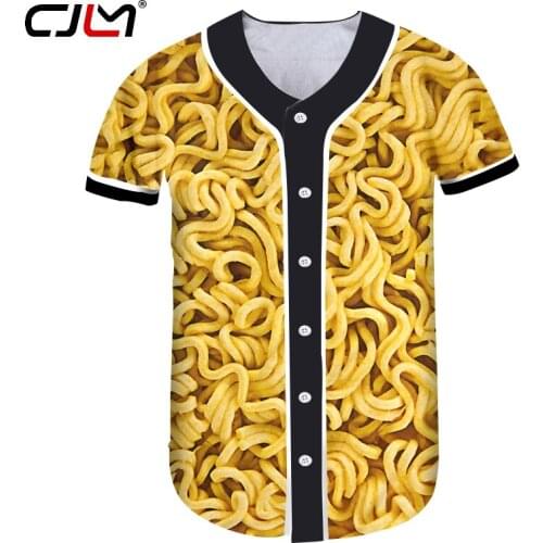 CJLM Baseball Jersey Shirt Man Short-sleeved Tops 3D Print Creative instant noodles Hiphop Oversized Clothing Unisex Coat