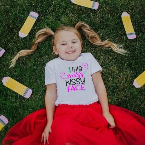 Valentines Day Toddler Girls T-Shirt Little Miss Kissy Face Girls tee short Sleeve Shirts love t-shirt cute Funny girls t-shirt