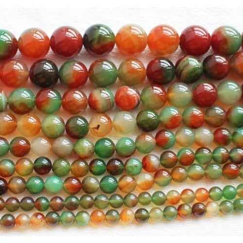 Smooth 4-20mm Red&Green agates Round Loose Beads 15" DIY Jewelry Making