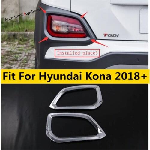 Yimaautotrims Chrome Rear Fog Lights Lamp Protection Chromium Styling Cover Trim 2 Pcs / Set Fit For Hyundai Kona 2018 2019 ABS