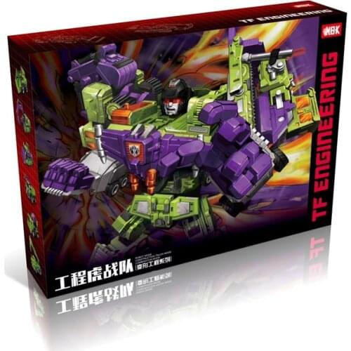 6 IN 1 New NBK Devastator Transformation Toys Robot Car KO G1 Excavator Crane Model Green Combination Action Figure Toys