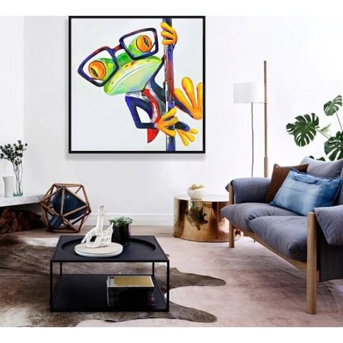 Canvas Painting Watercolor Funny Glasses Frog Poster Print Wall Art Picture For Living Room Home Decoration