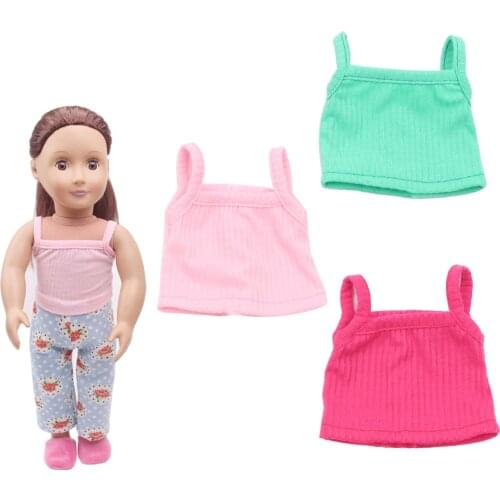 18 inch Girls doll garment accessories halter top American newborn dress Baby toys fit 43 cm baby dolls c301
