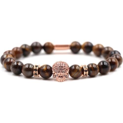 Square Beaded Bracelet Brown Natural Stone Beads Bracelet Braceletfor Men Women Friend Gift Charm Strand Jewelry 2019 New