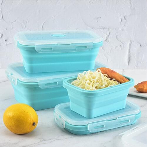 Silicone Collapsible Lunch Box Food Storage Container Bento BPA Free Microwavable Portable Picnic Camping Outdoor Lunch Box 1pc