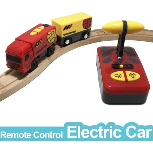 W05 Remote control magnetic electric locomotive compatible toy car wooden track red worldwide train
