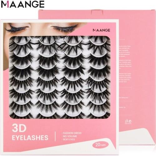 MAANGE 20Pairs 3D Mink Fur False Eyelashes Dramatic Volume Fake Lashes Makeup Mink Lashes Extension Makeup Tool Kit