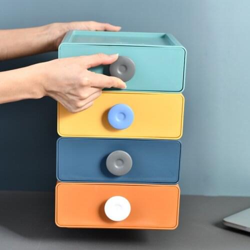 New Contrasting Color Storage Box Creative Multifunctional Japanese Plastic Storage Box Office Drawer Type Desktop Storage Box