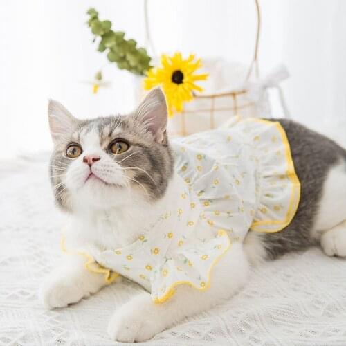Dogs Floral Dresses Flower Clothings Cute Cartoon Spring Summer Thin Breathable Pet Dog Cat Clothes