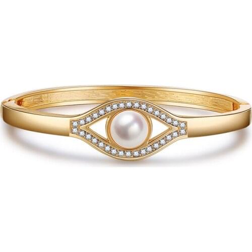 ORNAPEADIA Fashion Bracelet for Women Jewelry Goddess Eye Pearl Diamond Elegant All-match Lady Bracelet Bangles with Charm