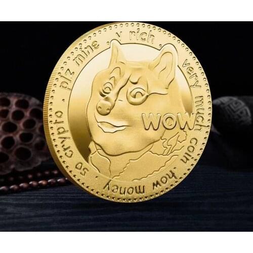 Cute Dog Pattern Dog Year Collection Coins Gold Silver Plated Dogecoin Commemorative Coins