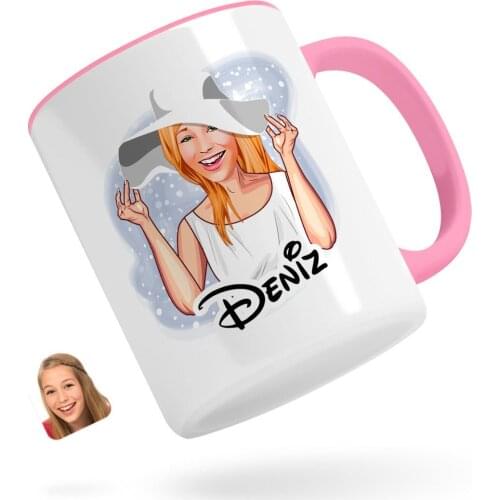Personalized Women 'S Caricature Of Pink Mug Bardak-20