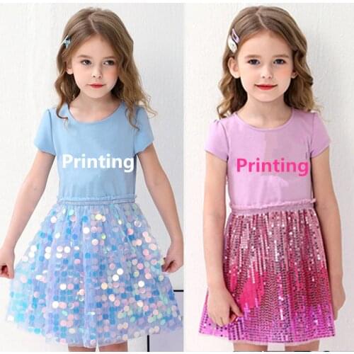 Girls Dress Princess Costume Summer Kids Dress for Girls Printing Gauze Party Clothes Children Clothing Short Sleeve Dress