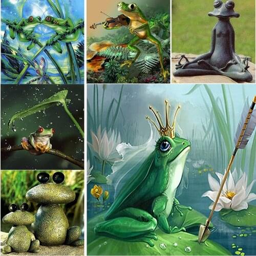 Full 5D Diy Daimond Painting Cross-stitch "Cute Frog" 3D Diamond Mosaic Round Rhinestones Painting Embroidery