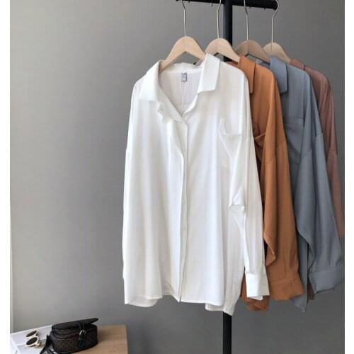 Womens Spring Autumn Shirts Female Vintage Long-sleeve Single-breasted Blouse Turn-down Collar 7Z