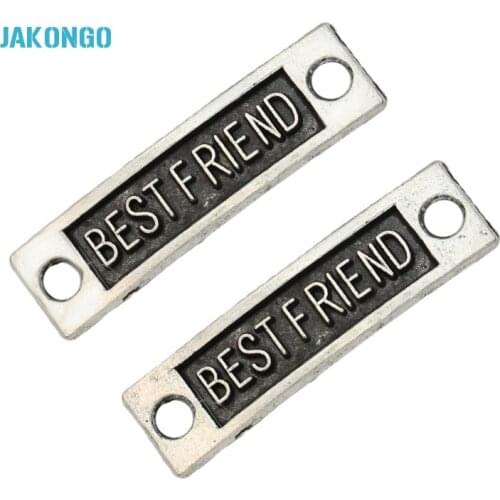 JAKONGO Antique Silver Plated Best Friends Connectors fit Jewelry Making Bracelet Findings Accessories DIY Craft 35x16mm