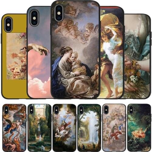 Palace of versailles The Creation of Adam Art Soft Silicone black Phone Case For iPhone 5 6 plus 7 8 plus X XR XS Max 11PRO Max