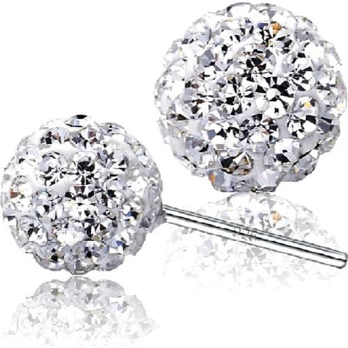 925 Silver Women High Quality Earrings Round Zircon 6mm,8mm,10mm Charm Girl Gifts Jewelry Hot New Wholesale