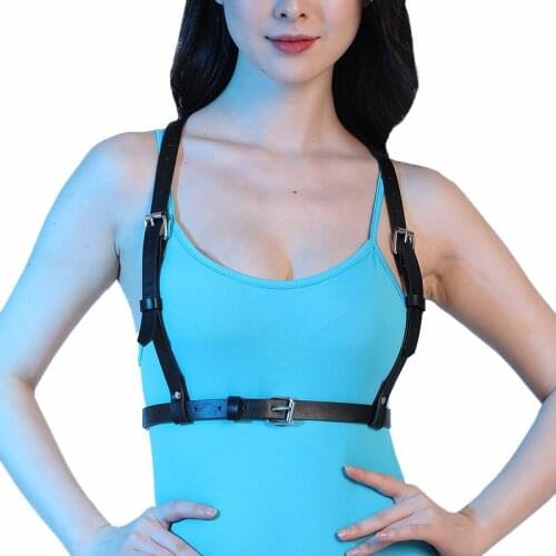 Women Leather Chest Harness Belt Girdle Fashion Sexy Bra Straps Stockings Belt Suspender Sculpting Bondage Cage Waist Belt Goth