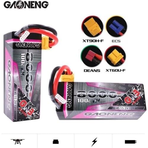 1-2PCS GAONENG GNB 15.2V 8000mAh 100C LiPo Battery For Remote Control Car Racing Spare Parts With Shell Upgrade LiHV 4S Battery