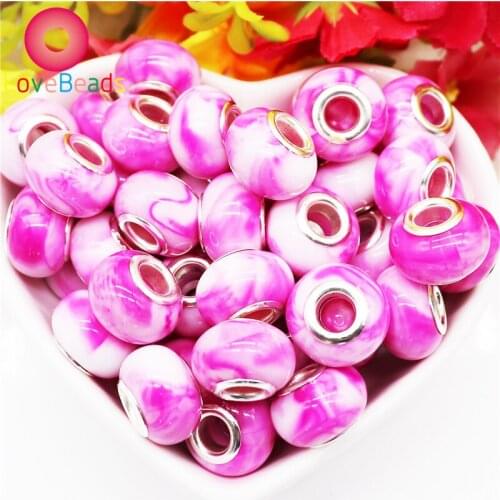 10Pcs Purple Color Plastic Resin Murano Spacer Large Hole European Beads for Women Bracelet Hair Jewelry Making Gift DIY Craft
