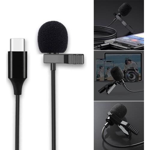 2Pcs Microphone TYPE-C Lapel Video Recording Mic Professional Clip-On Mic With Omnidirectional Condenser
